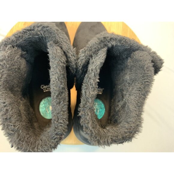 Tony Little Cheeks Fit Size 6 Body Sport Boots Side Zip Faux Fur Black - Picture 7 of 7